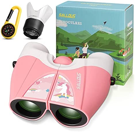 SALLOUS 10x25 Compact Binoculars Small 어린이 성인 경량 Bird Watching High Powered 폴딩 Opera Glasses Hunting Travel Concerts Shows