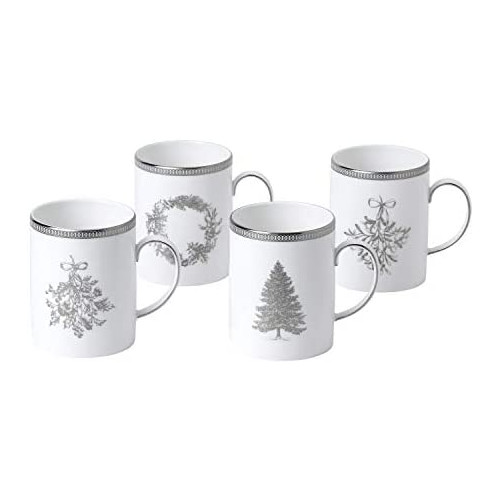 Wedgwood 윈터 화이트 머그컵 4 개세트 높이3.9인치 x 폭4.3인치