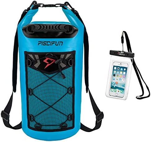 Piscifun Dry Bag, Waterproof Floating Backpack 5L/10L/20L/30L/40L, with Waterproof Phone Case for Kayking, Boating, Kayaking, Surfing, Rafting and fishing