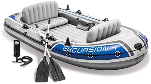Intex Excursion Inflatable Boat 세트 알루미늄 Oars High Output 4 4-Person Latest Model Outdoor recreation product
