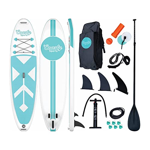 Coasty 스포츠 Uncharted Premium Inflatable Stand Up Paddle Board Accessory Kit 백팩 - 6 Thick 10 ft Long 32 Wide Weight Capacity 330 lbs 경량 Durable