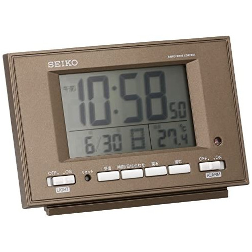 세이코 clock 자명종 자동 점등 전파 디지탈 캘린더 온도 표시야에서도 보인 차 메탈릭 SQ778B SEIKO