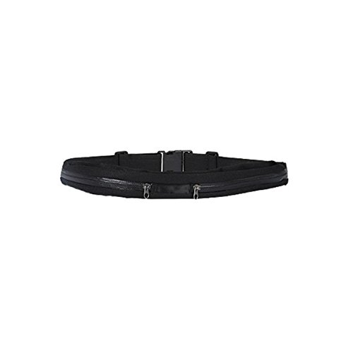 1st mall [Threats Elastic] afinitexipo-ti Waist Bag Double Pocket Storage Elastic Lightweight [Large Capacity Storage] Running Travel Walkman Mobile Wallet Fitness Dance [Waterproof] Double Pocket Type Black St u2013 E807 u2013 BK