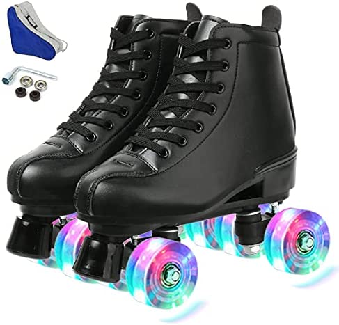Magnitt 여성 Roller Skates,Double Row Skates 조절되는 가죽 High-top Perfect Indoor Outdoor 성인 Bag