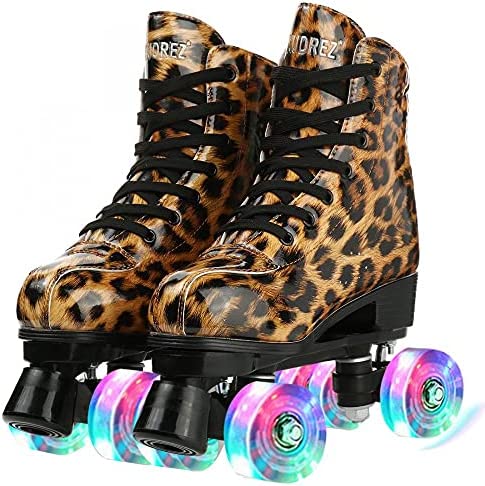 Women Roller Skates PU 가죽 High-top Four-Wheel Shiny 남녀공용 어린이 Adults