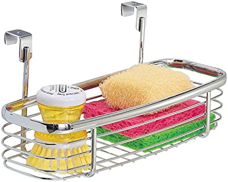 iDesign Axis Over Cabinet 2-Tier Kitchen Storage Basket Organizer 알루미늄 Foil Sandwich Bags Cleaning Supplies Garbage Bath Chrome