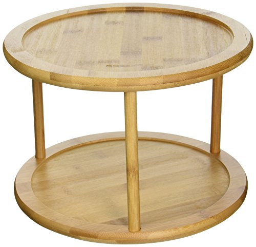Greenco Premium Bamboo 2 Tier Lazy Susan Turntable