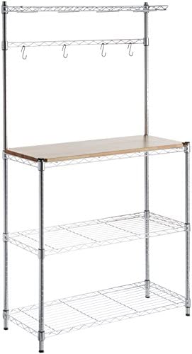 Amazon Basics Kitchen Storage Bakers Rack 우드 Table Chrome/Wood - 63.4" Height