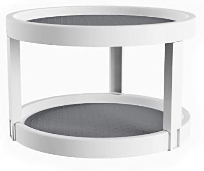 Lavish Home Lazy Susan &ndash 9.75 Inch Diameter Plastic Round Two Tier Turntable Kitchen Pantry Vanity Organizer Display Non-Skid Liner 2