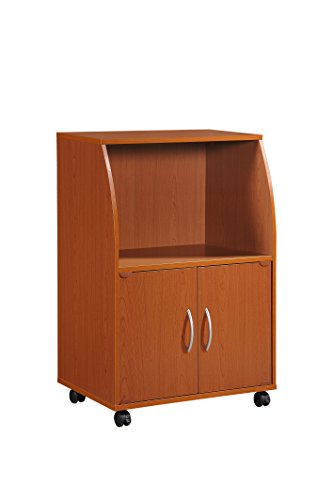 Hodedah 미니 Microwave Cart Two Doors Shelf Storage Cherry