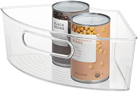 iDesign Plastic Lazy Susan Cabinet Storage Bin BPA-Free 1/4 Wedge Container Kitchen Pantry Counter 12.56" x 7.33" 4.05" Clear