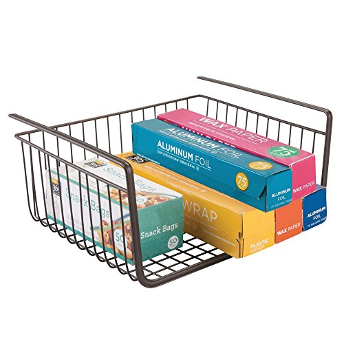 iDesign York 메탈 Under Shelf Storage Basket Organizer Kitchen Bathroom Office Bronze