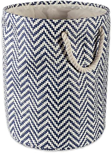 DII Chevron Woven Paper Collapsible Storage Bin Small Rectangle Nautical Blue