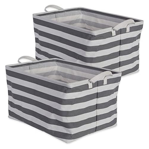 DII Cotton/Polyester Cube Laundry Basket Perfect Your 침실 Nursery Dorm Clo 세트 12.5 x 18 10.5" XL 2 - Gray Lattice