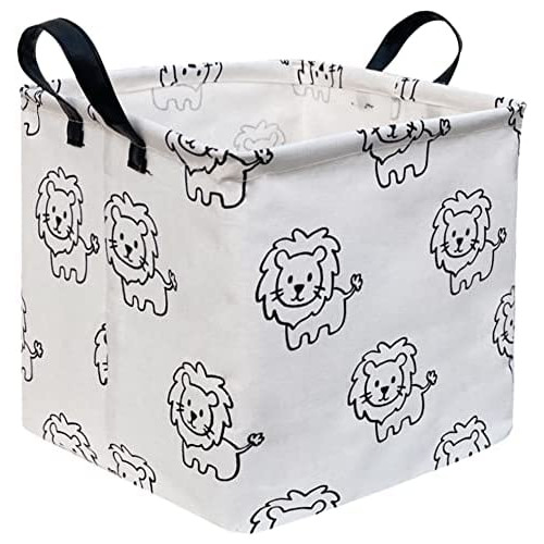 ESSME 스퀘어 Storage Bin,Cotton Fabric Laundry Baskets,Collapsible 방수 토이 Bin Handles Family Storage,Shelf Baskets Alphabet