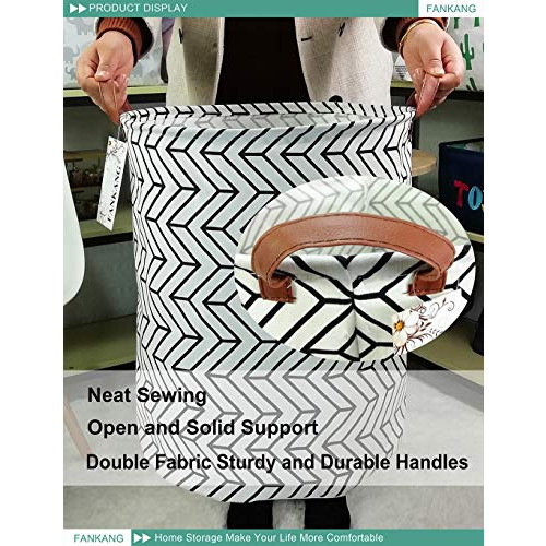 FANKANG Storage Bins Nursery Hamper Canvas Laundry Basket 접이식 방수 PE Coating Large Baskets 어린이 소년 소녀 Office 침실 Clothes,Toys（arrowhead）