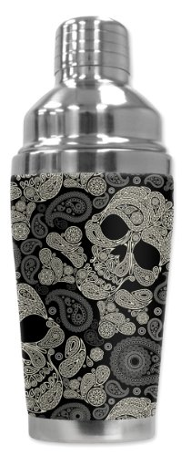 Mugzie 946-SHAPaisley Skulls Cocktail Shaker Insulated Wetsuit 커버 16 oz Black