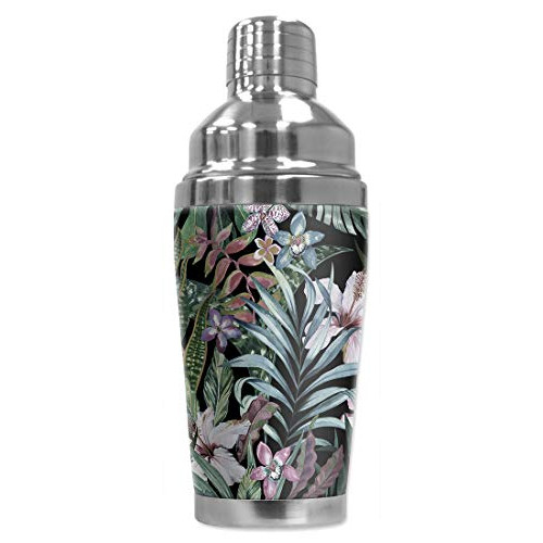 Mugzie 20oz 스테인레스 스틸 Cocktail Shaker/Martini Shaker Wetsuit 커버 - Tropical Flowers