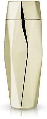 Viski Gold Faceted Cocktail Shaker, 30 oz Stainless Steel Shaker with Strainer