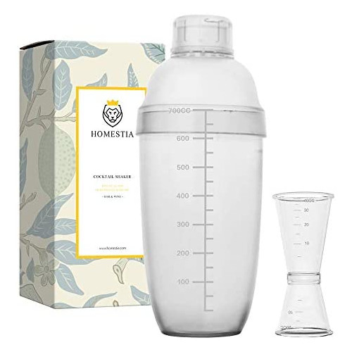Homestia 18 oz Plastic Cocktail Shaker 3-Piece Drink Mixer Boba Tea W/Jigger