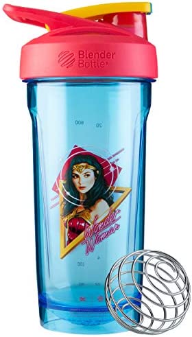 BlenderBottle Justice League Strada Shaker 컵 Perfect Protein Shakes Pre Workout 28oz Wonder Woman WW84