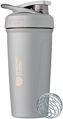 BlenderBottle Strada Shaker 컵 Insulated 스테인레스 스틸 Water Bottle 와이어 Whisk 24oz Black