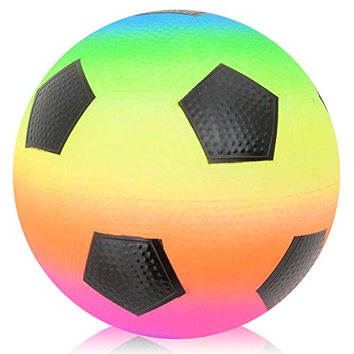 ArtCreativity Rainbow Soccer Playground Ball for Kids, Bouncy 9 Inch Kick Ball for Backyard, Park, and Beach Outdoor Fun, Beautiful Colors, Durable Outside Play Toys for Boys and Girls - Sold Deflated