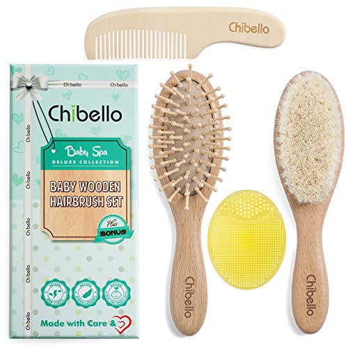 Chibello 베이비 우든 헤어브러쉬 세트
