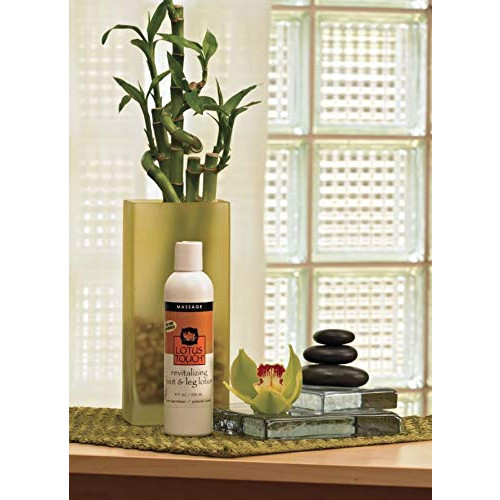Revitalizing Foot & Leg Lotion Lotus 터치 - Pure Blend Nourishing Safflower Seed Oil Coconut Peppermint Rosemary 라벤더 Essential Oils Uplifting Energizing Scent 32 Ounces