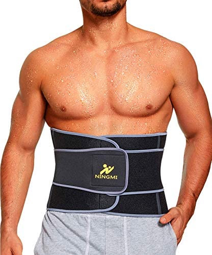 NINGMI Waist Trainer Men Waste Trimmer Sauna Workout Belt Slimming Wraps