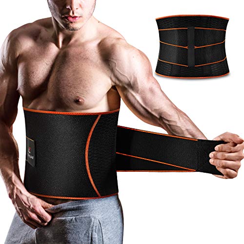 ZOHUMI Waist Trimmer Men,Wide Sauna Trainer,AB Belt 듀얼 Compression Mesh Straps Flexible Back Support Fitness
