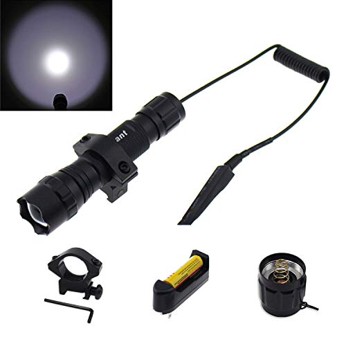 Tipmant WF-501B T6 1000 Lumens Hunting LED Flashlight 5 Modes Focus 조절되는 Rifle Tactical Bike Torch Lamp + Gun Mount 원격 Switch 18650 Battery Charger White Light