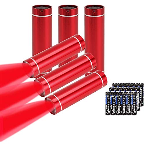 Chase Authentic Red Light 미니 LED Flashlight Small Flashlights 6 Pack