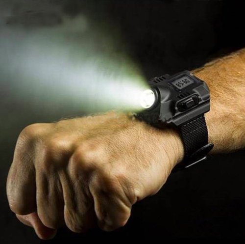 Maxbei 방수 LED Tactical Display Rechargeable Wrist Watch Flashlight 멀티 Tools Outdoor Lighting Camping Hunting