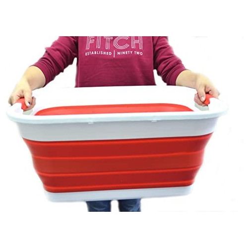 SAMMART 세트 2 Collapsible Plastic Laundry Basket - 접이식 Pop Up Storage Container/Organizer Portable Washing Tub Space Saving Hamper/Basket Rectangular Grey