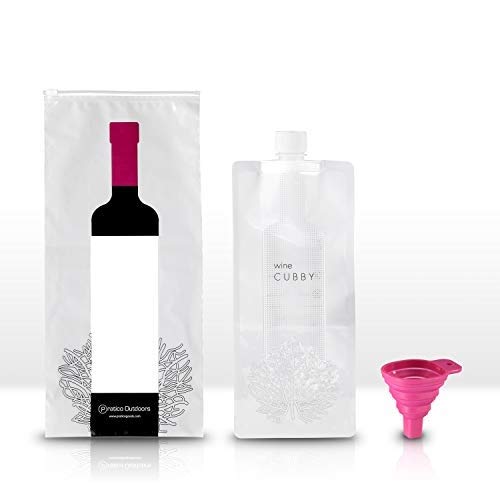 WineCubby Wine 플라스크 - Reusable 접이식 가방 세트 Includes Bottle Carrying 케이스 & Collapsible Funnel