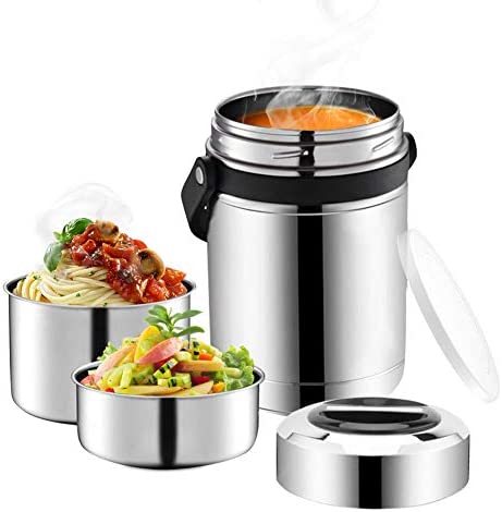 Soup Thermos Large,61oz 3 Tier Thermos Container for Hot Food,Wide Mouth Food Flask Jar for Adults,Stainless Steel Vacuum Insulated Thermal Bento Lunchbox for Office School Camping Picnic Outdoors