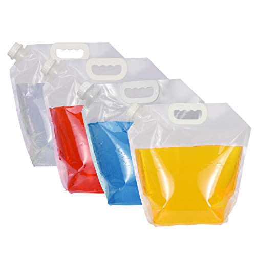 Collapsible Water Tank Container 4팩 5L BPA Free Plastic Carrier Portable 경량 Space-Saving Outdoor 폴딩 가방 스포츠 Hiking Camping Riding Mountaineer-Clear