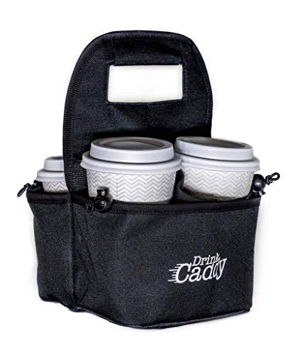 Drink Caddy Portable Carrier Reusable Coffee 컵 Holder - 4 Collapsible Tote 가방 Organizer Pockets Safely Secures Hot Cold Beverages Perfect Food Delivery Take Out