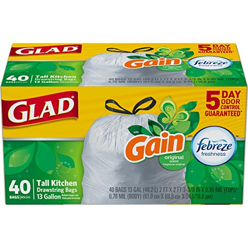 GLAD 글래드 포스플렉스 스트링 쓰레기 봉투 13갤런 × 40장 (패키지 변경될 수 있음)