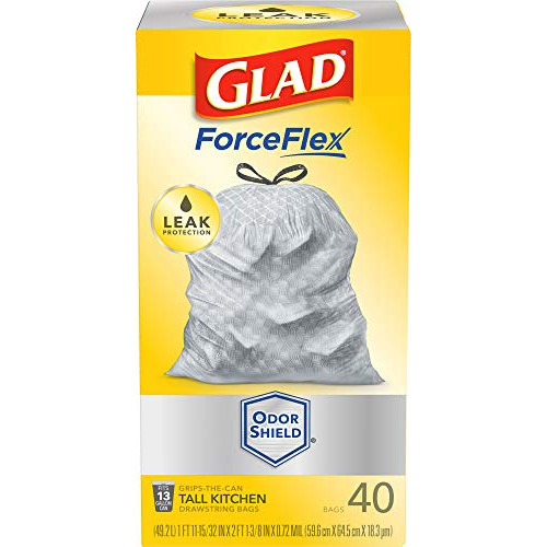 GLAD 글래드 포스플렉스 스트링 쓰레기봉투 13갤런 × 40장 (패키지 변경될 수 있음)