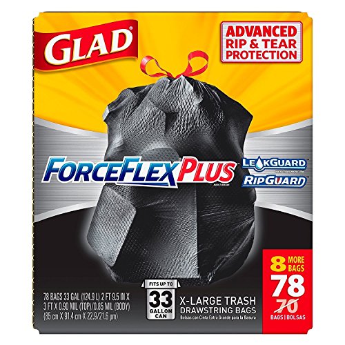 GLAD 글래드 포스플렉스 플러스 스트링 대형 쓰레기봉투 33갤런 × 78장