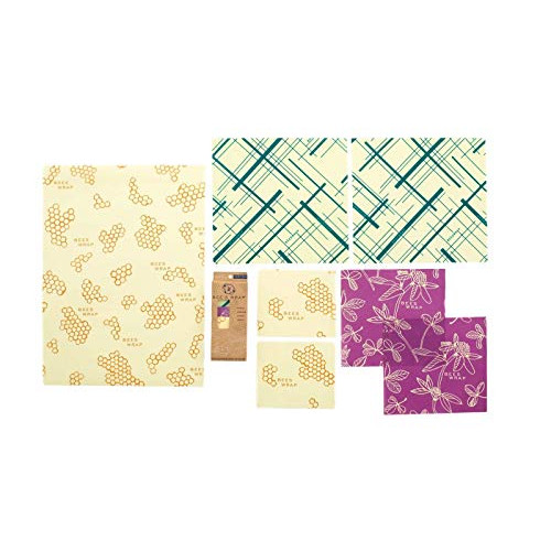 Bee Wrap Plastic Free Variety팩 Eco Friendly Reusable Beeswax Food Wraps Sustainable Zero Waste Storage - 2 Small Medium Large 1 Bread