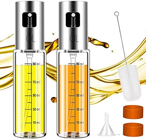 Olive Oil Sprayer Misters Cooking Vinegar Dispenser Air Fryer 3.4oz Capacity Food-Grade Glase Bottle Perfect BBQ Salad Baking Grilling &ndash 2 Pack