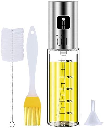 Oil Sprayer 스테인레스 스틸 Olive Mister Dispenser Cooking 100ml Kitchen Refillable Vinegar Grilling Roasting Salad Air Fryer BBQ Bottle Brush PP Funnel