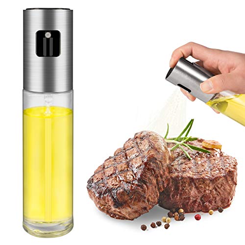 FONNOR Oil Sprayer for Cooking - Portable Olive Oil Sprayer Mister, Refillable Oil and Vinegar Dispenser, BBQ, Salad, Baking, Roasting, Grilling (pure colour)