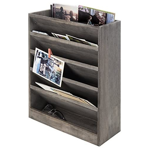 5 Slot Rustic Torched 우드 Wall Mounted Magazine Document Filing Organizer Rack