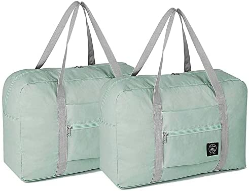 2팩 접이식 Travel Duffel 가방 경량 Carry On Luggage 여성 Men 방수 Multipurpose 스포츠 Duffle 체육관 Vacation wine red