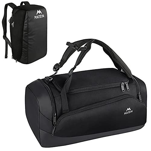 MATEIN 체육관 가방 Men Large 백팩 스포츠 Shoes Compartment 3 Way 방수 Workout Duffel Travel Duffle 45L Weekender Carry On Fits 15 inch 랩탑 Black