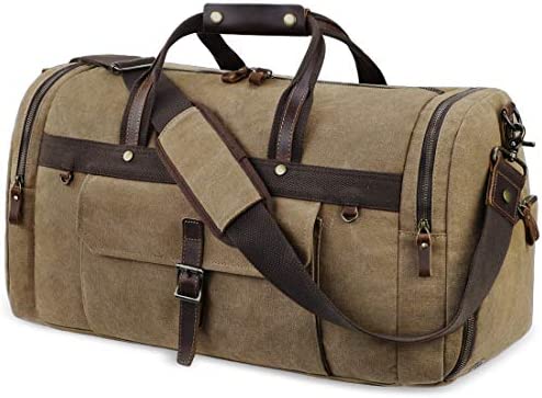 Travel Duffel 가방 방수 Duffle Bags Men Oversized Genuine 가죽 Carryon Weekend Canvas Overnight Brown
